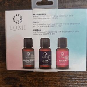Lomi Essential Oil Set of 3 New with Box Tranquility, Sleep, Energy One Size